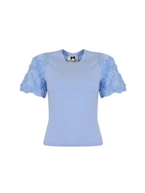 T-shirt in cotone con maniche rose Celeste